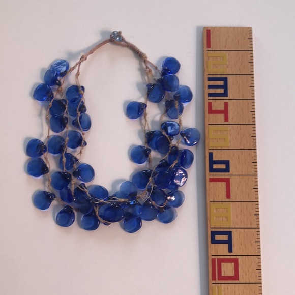Handmade Blue Glass Necklace - Picture 3 of 6
